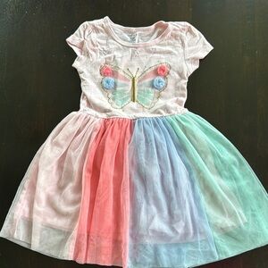 Carter's White and Pink Flutter Sleeve Sundress